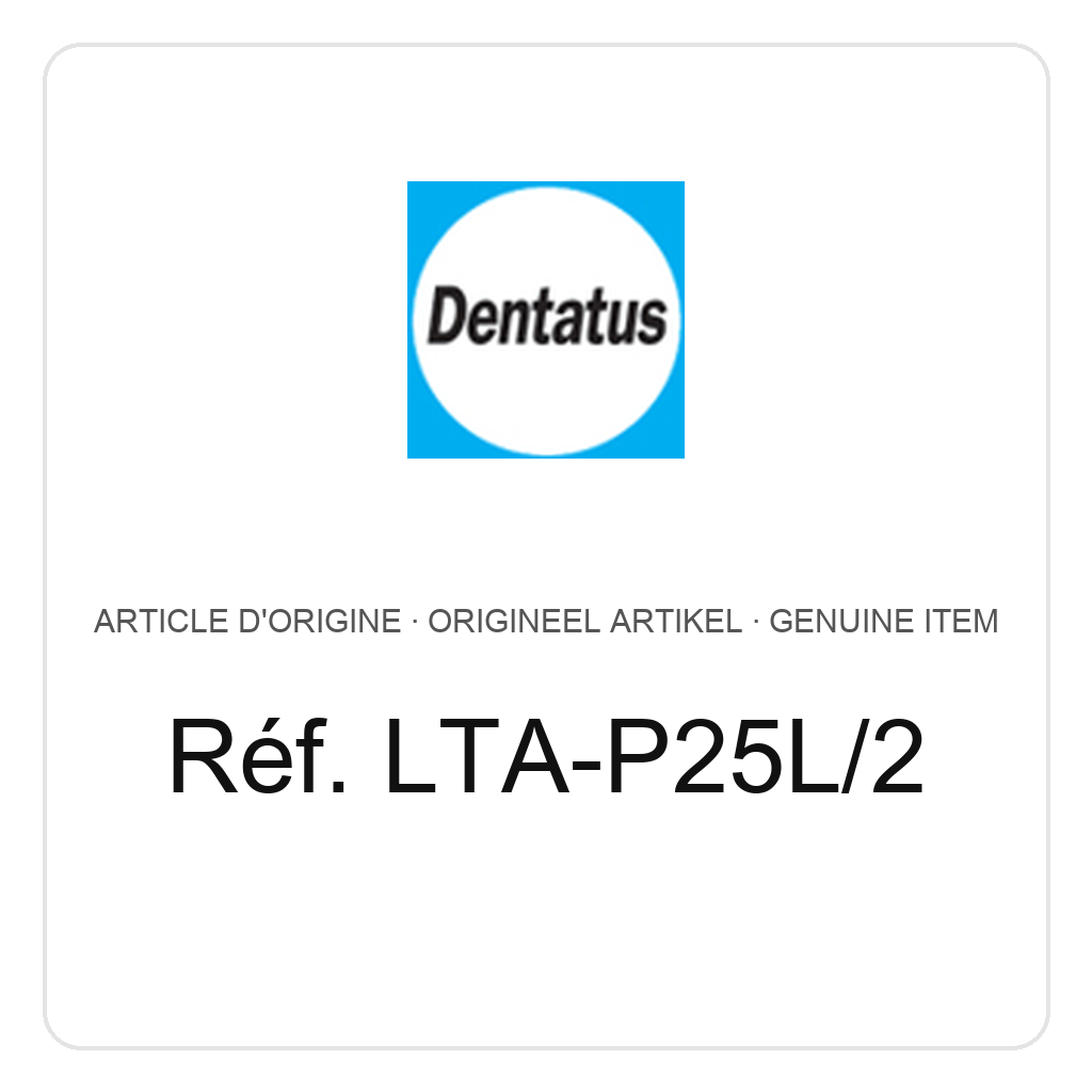 Dentatus Violet shank, safe-sided, abrasive on left side when shank points down and back of tip towards user. Blade thickness 0.25mm, grit = 50 µm – ref. LTA-P25L/2